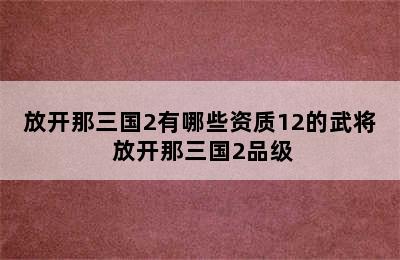 放开那三国2有哪些资质12的武将 放开那三国2品级